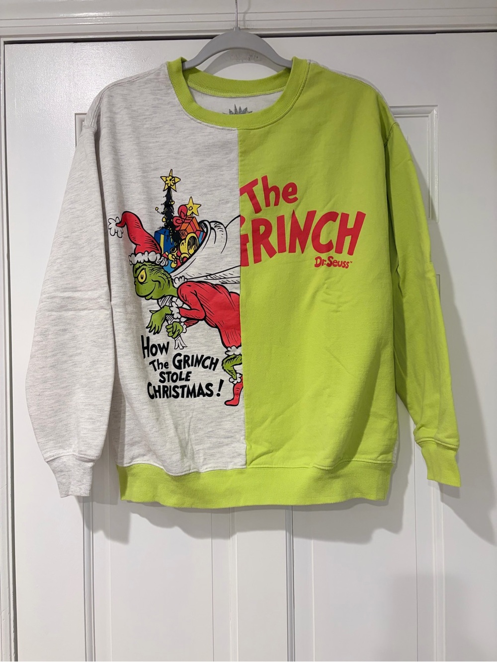 The Grinch Split Color Crewneck Sweatshirt Size Medium